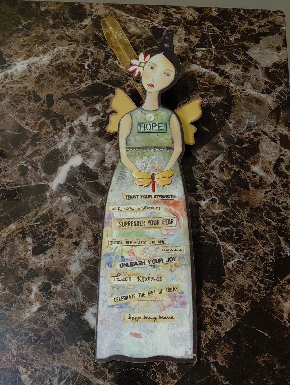 2009 Kelly Rae Roberts Collection Mixed-Media Folk Art Angel Hope Wall Hanging